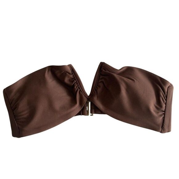 Andie The Scala Swim Bikini Top Bandeau Women's Small Espresso Brown Minimilist - Picture 1 of 9